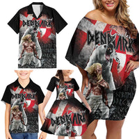 Greenlandic and Danish Together Family Matching Off Shoulder Short Dress and Hawaiian Shirt Viking Warrior with Polar Bear Roar - Wonder Print Shop