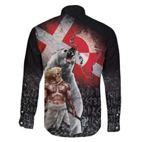 Greenlandic and Danish Together Family Matching Short Sleeve Bodycon Dress and Hawaiian Shirt Viking Warrior with Polar Bear Roar - Wonder Print Shop