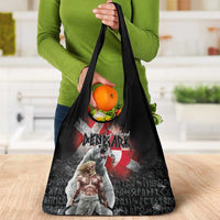 Greenlandic and Danish Together Grocery Bag Viking Warrior with Polar Bear Roar - Wonder Print Shop
