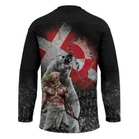 Greenlandic and Danish Together Hockey Jersey Viking Warrior with Polar Bear Roar - Wonder Print Shop