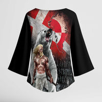 Greenlandic and Danish Together Kimono Sleeve Blouse Viking Warrior with Polar Bear Roar - Wonder Print Shop