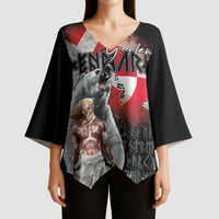 Greenlandic and Danish Together Kimono Sleeve Blouse Viking Warrior with Polar Bear Roar - Wonder Print Shop