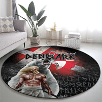 Greenlandic and Danish Together Round Carpet Viking Warrior with Polar Bear Roar - Wonder Print Shop