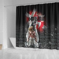 Greenlandic and Danish Together Shower Curtain Viking Warrior with Polar Bear Roar - Wonder Print Shop