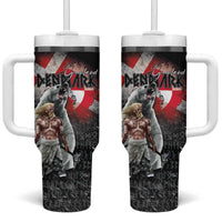 Greenlandic and Danish Together Tumbler With Handle Viking Warrior with Polar Bear Roar - Wonder Print Shop