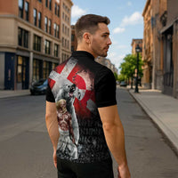 Greenlandic and Danish Together Zipper Polo Shirt Viking Warrior with Polar Bear Roar - Wonder Print Shop