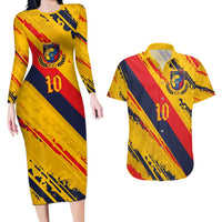 Custom Ecuador Football Couples Matching Long Sleeve Bodycon Dress and Hawaiian Shirt La Tricolor-100th Anniversary - Wonder Print Shop