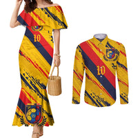 Custom Ecuador Football Couples Matching Mermaid Dress and Long Sleeve Button Shirt La Tricolor-100th Anniversary - Wonder Print Shop
