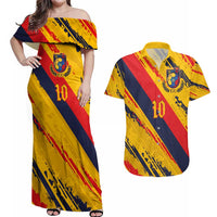 Custom Ecuador Football Couples Matching Off Shoulder Maxi Dress and Hawaiian Shirt La Tricolor-100th Anniversary - Wonder Print Shop