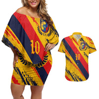 Custom Ecuador Football Couples Matching Off Shoulder Short Dress and Hawaiian Shirt La Tricolor-100th Anniversary - Wonder Print Shop