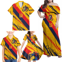 Custom Ecuador Football Family Matching Off Shoulder Maxi Dress and Hawaiian Shirt La Tricolor-100th Anniversary - Wonder Print Shop