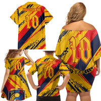 Custom Ecuador Football Family Matching Off Shoulder Short Dress and Hawaiian Shirt La Tricolor-100th Anniversary - Wonder Print Shop