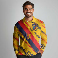 Custom Ecuador Football Long Sleeve Polo Shirt La Tricolor-100th Anniversary - Wonder Print Shop