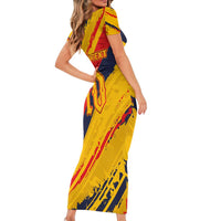 Custom Ecuador Football Short Sleeve Bodycon Dress La Tricolor-100th Anniversary - Wonder Print Shop