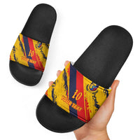 Custom Ecuador Football Slide Sandals La Tricolor-100th Anniversary - Wonder Print Shop