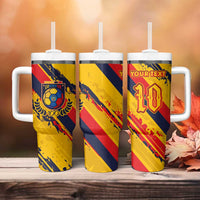 Custom Ecuador Football Tumbler With Handle La Tricolor-100th Anniversary - Wonder Print Shop
