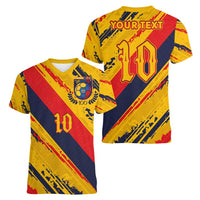 Custom Ecuador Football Women V-Neck T-Shirt La Tricolor-100th Anniversary - Wonder Print Shop