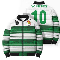 Custom Zimbabwe Rugby Bomber Puffer Jacket African Heritage Stripes Style - Wonder Print Shop