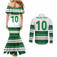 Custom Zimbabwe Rugby Couples Matching Mermaid Dress and Long Sleeve Button Shirt African Heritage Stripes Style - Wonder Print Shop