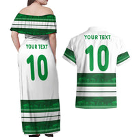 Custom Zimbabwe Rugby Couples Matching Off Shoulder Maxi Dress and Hawaiian Shirt African Heritage Stripes Style - Wonder Print Shop