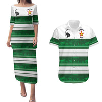 Custom Zimbabwe Rugby Couples Matching Puletasi and Hawaiian Shirt African Heritage Stripes Style - Wonder Print Shop