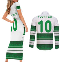 Custom Zimbabwe Rugby Couples Matching Short Sleeve Bodycon Dress and Long Sleeve Button Shirt African Heritage Stripes Style - Wonder Print Shop