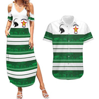 Custom Zimbabwe Rugby Couples Matching Summer Maxi Dress and Hawaiian Shirt African Heritage Stripes Style - Wonder Print Shop