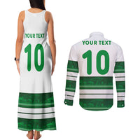 Custom Zimbabwe Rugby Couples Matching Tank Maxi Dress and Long Sleeve Button Shirt African Heritage Stripes Style - Wonder Print Shop