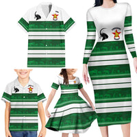 Custom Zimbabwe Rugby Family Matching Long Sleeve Bodycon Dress and Hawaiian Shirt African Heritage Stripes Style - Wonder Print Shop