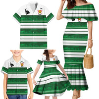 Custom Zimbabwe Rugby Family Matching Mermaid Dress and Hawaiian Shirt African Heritage Stripes Style - Wonder Print Shop