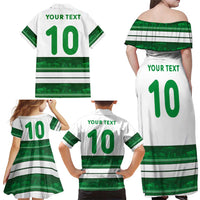 Custom Zimbabwe Rugby Family Matching Off Shoulder Maxi Dress and Hawaiian Shirt African Heritage Stripes Style - Wonder Print Shop