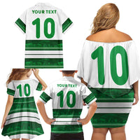 Custom Zimbabwe Rugby Family Matching Off Shoulder Short Dress and Hawaiian Shirt African Heritage Stripes Style - Wonder Print Shop