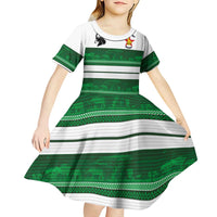 Custom Zimbabwe Rugby Kid Short Sleeve Dress African Heritage Stripes Style - Wonder Print Shop
