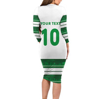 Custom Zimbabwe Rugby Long Sleeve Bodycon Dress African Heritage Stripes Style - Wonder Print Shop