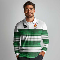 Custom Zimbabwe Rugby Long Sleeve Polo Shirt African Heritage Stripes Style - Wonder Print Shop