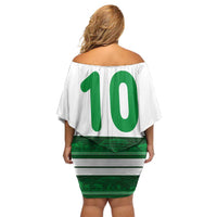 Custom Zimbabwe Rugby Off Shoulder Short Dress African Heritage Stripes Style - Wonder Print Shop