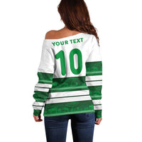 Custom Zimbabwe Rugby Off Shoulder Sweater African Heritage Stripes Style - Wonder Print Shop