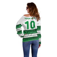 Custom Zimbabwe Rugby Off Shoulder Sweater African Heritage Stripes Style - Wonder Print Shop