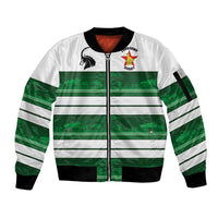 Custom Zimbabwe Rugby Sleeve Zip Bomber Jacket African Heritage Stripes Style - Wonder Print Shop