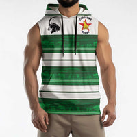 Custom Zimbabwe Rugby Sleeveless Hoodie African Heritage Stripes Style - Wonder Print Shop