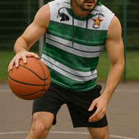 Custom Zimbabwe Rugby Sleeveless Hoodie African Heritage Stripes Style - Wonder Print Shop