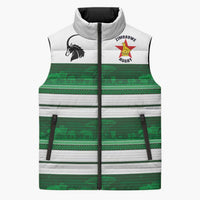 Custom Zimbabwe Rugby Sleeveless Puffer Jacket African Heritage Stripes Style - Wonder Print Shop