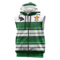 Custom Zimbabwe Rugby Sleeveless Zip Hoodie African Heritage Stripes Style - Wonder Print Shop