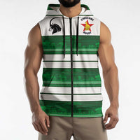 Custom Zimbabwe Rugby Sleeveless Zip Hoodie African Heritage Stripes Style - Wonder Print Shop