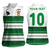 Custom Zimbabwe Rugby Women Sleeveless Polo Shirt African Heritage Stripes Style - Wonder Print Shop