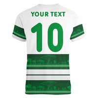 Custom Zimbabwe Rugby Women V-Neck T-Shirt African Heritage Stripes Style - Wonder Print Shop