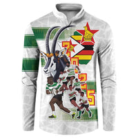 Custom Zimbabwe Rugby The Champions 2025 Button Sweatshirt Warriors Sable Antelope - Wonder Print Shop