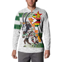 Custom Zimbabwe Rugby The Champions 2025 Button Sweatshirt Warriors Sable Antelope - Wonder Print Shop
