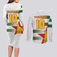 Custom Zimbabwe Rugby The Champions 2025 Couples Matching Long Sleeve Bodycon Dress and Long Sleeve Button Shirt Warriors Sable Antelope - Wonder Print Shop