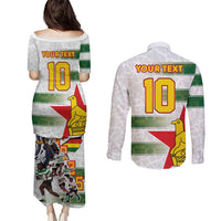 Custom Zimbabwe Rugby The Champions 2025 Couples Matching Puletasi and Long Sleeve Button Shirt Warriors Sable Antelope - Wonder Print Shop